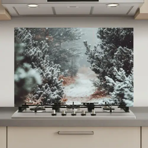 Bos - Winter - Bomen - Natuur - Pad - Sneeuw keuken achterwand spatscherm klein -3d_website