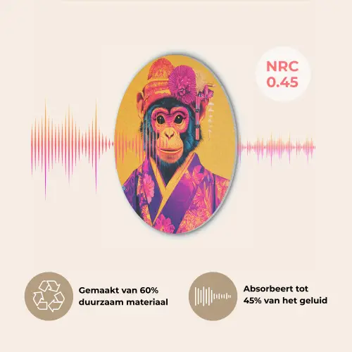 Aap - Kimono - Bloemen - Hoofdtooi Akoestische PET Vilt - Rond klein -USP_NL