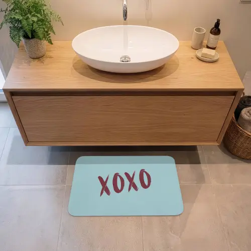 XOXO - Blauw - Rood Badmat klein -sfeer1
