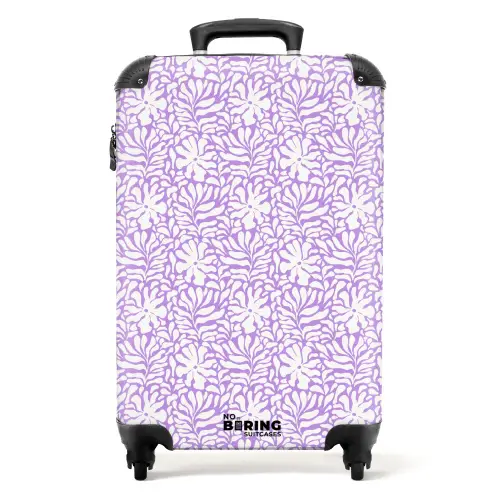 Bloemen en bladeren op paarse achtergrond NBS - Handbagage koffer - Kinderen Unisex middel -productfoto_recht