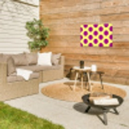 Dots - Klassiek - Geel Tuinposter op houten frame 2 cm dik klein 845 -sfeer2