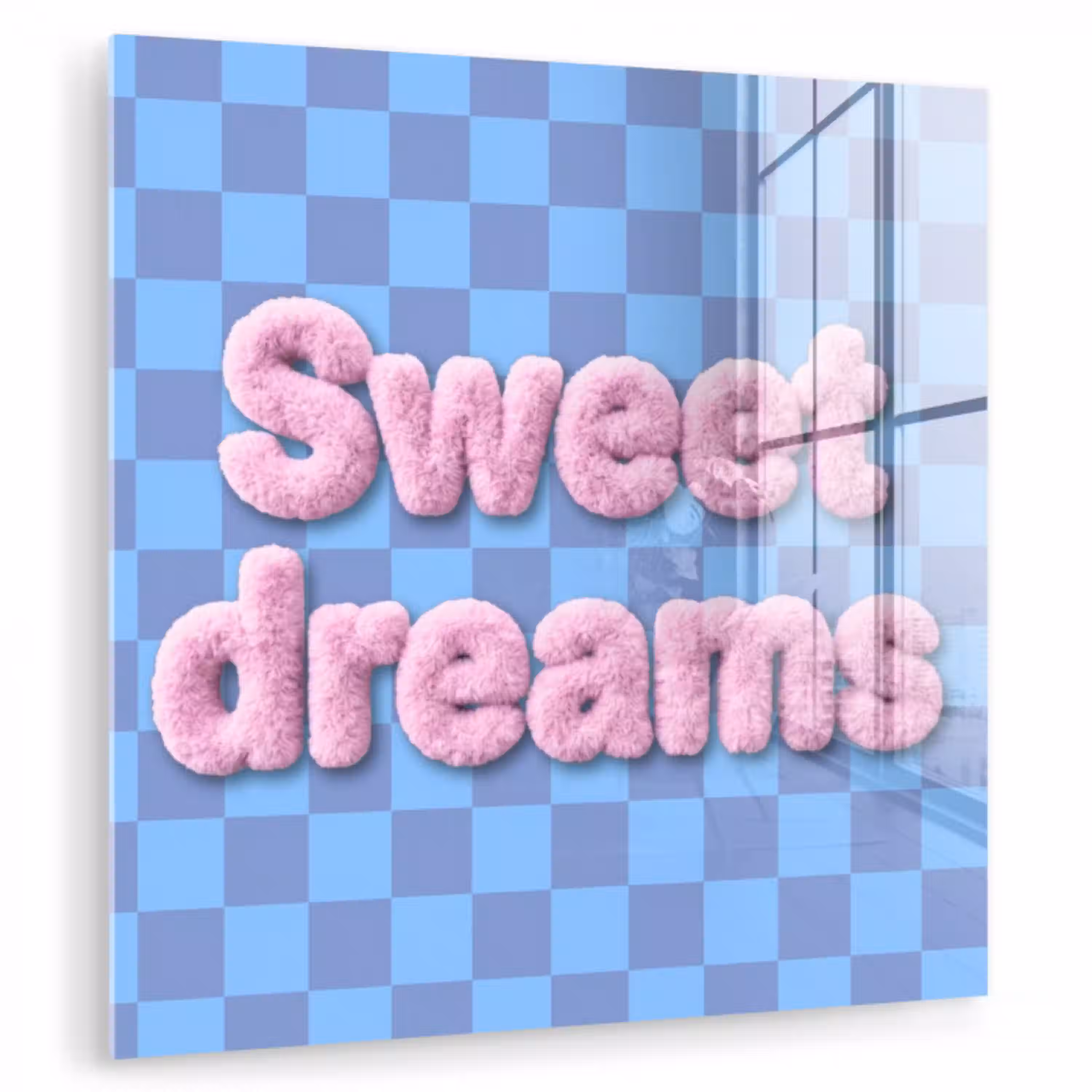 Sweet dreams - Vierkanten - Roze - Blauw plexiglas 5mm klein -zzzproduct_nieuw