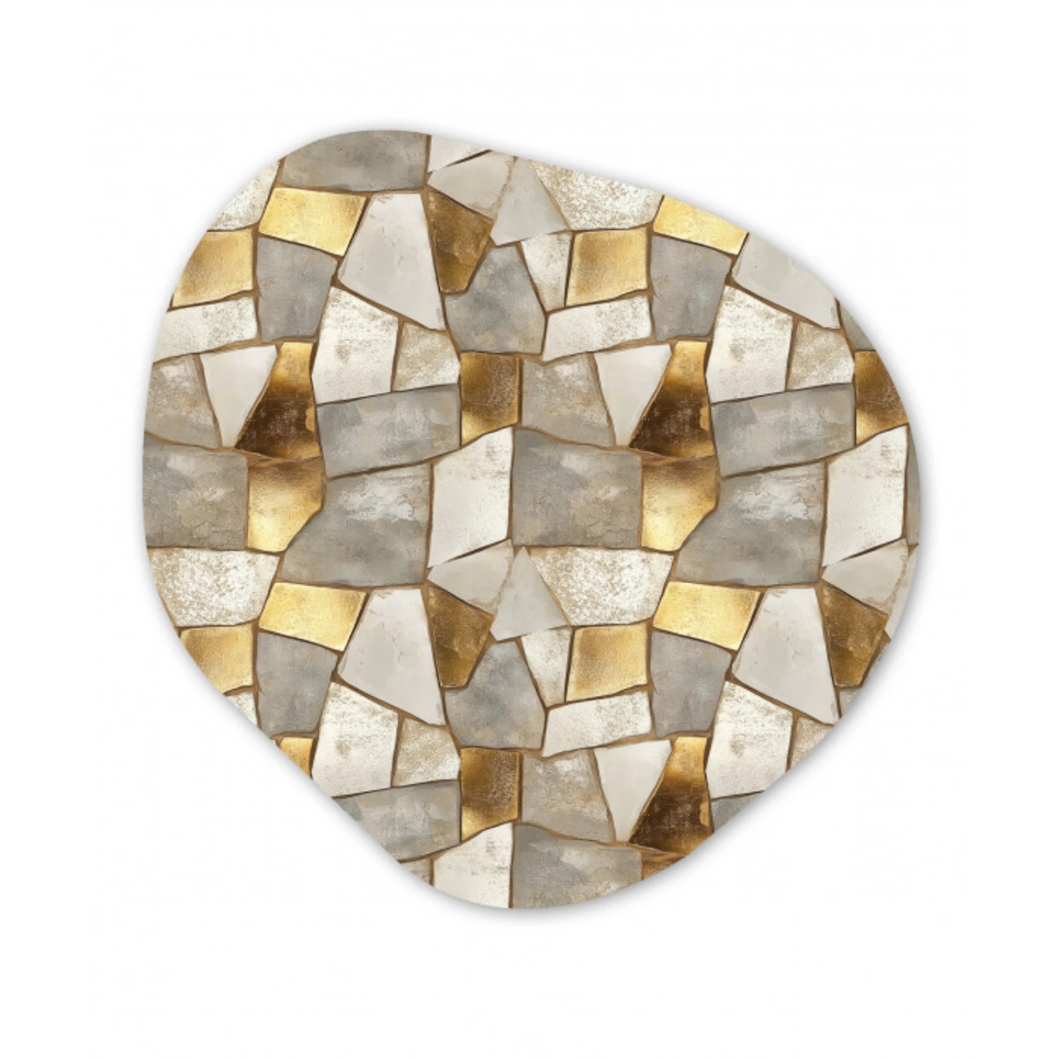 Mozaïek - Marmer - Goud Wandcirkel Organisch Aluminium middel 851 -3d