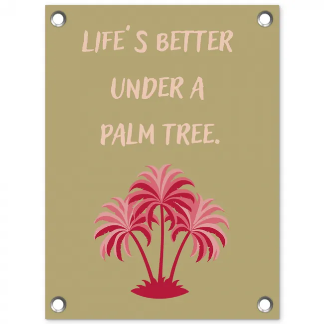 Groen - Zomer - Quote - Palmboom tuinposter los doek klein -3d