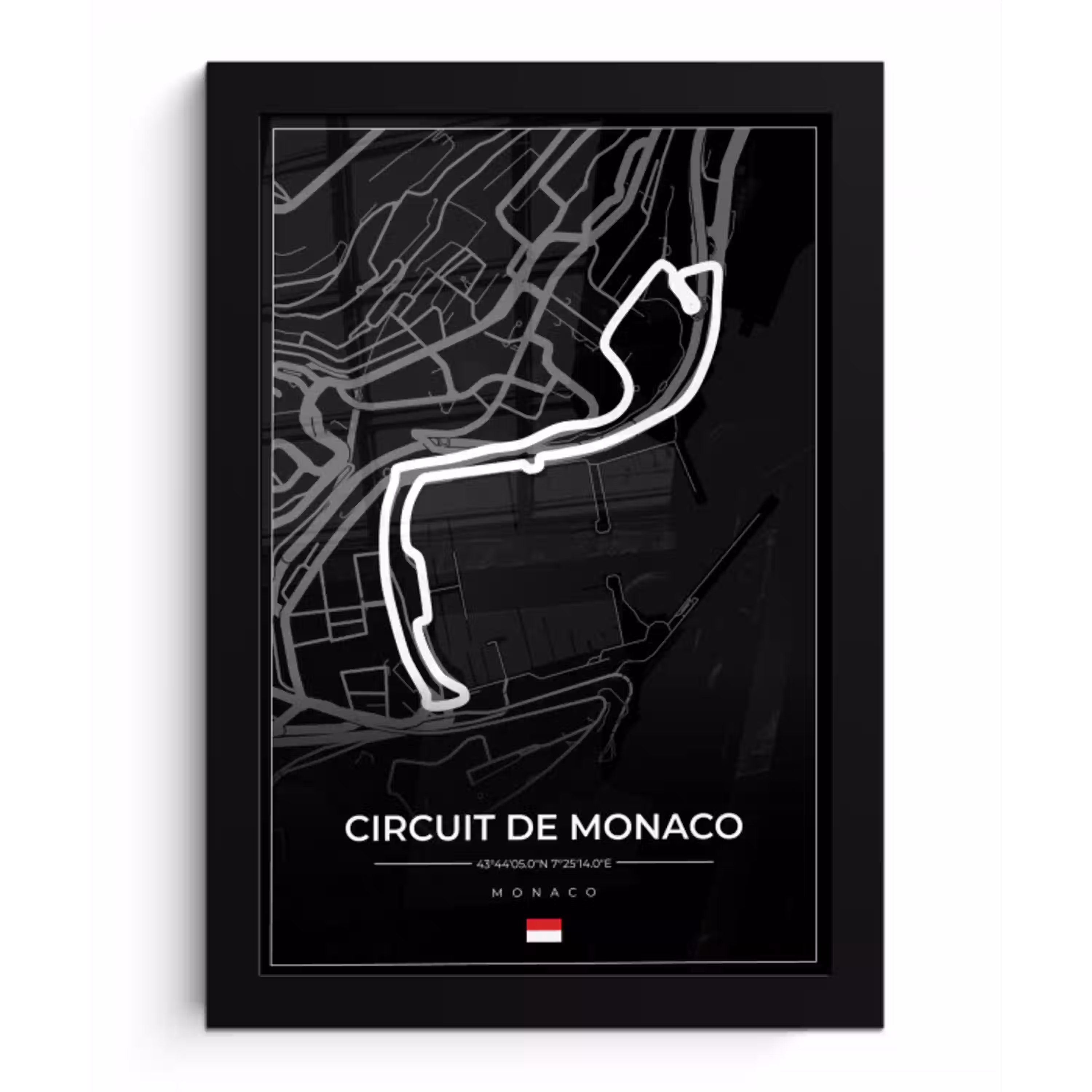 Monaco - Formule 1 - Circuit de Monaco - Racebaan - Circuit - Zwart fotolijst zwart zonder passe partout klein -3d