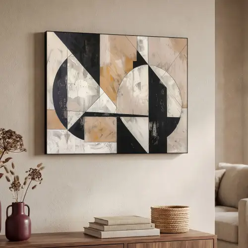 Abstract - Modern - Geometrisch - Pastel Textielframe zwart klein -sfeer3