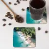 Tropisch - Strand - Water - Palmbomen onderzetter kurk middel -sfeer2