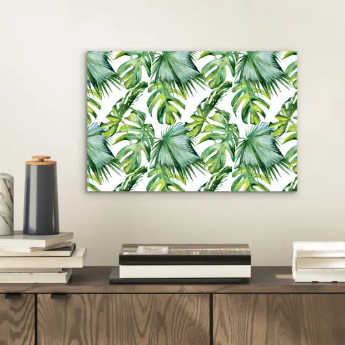 Monstera - Palmblad - Jungle - Tropisch aluminium wit klein -sfeer1