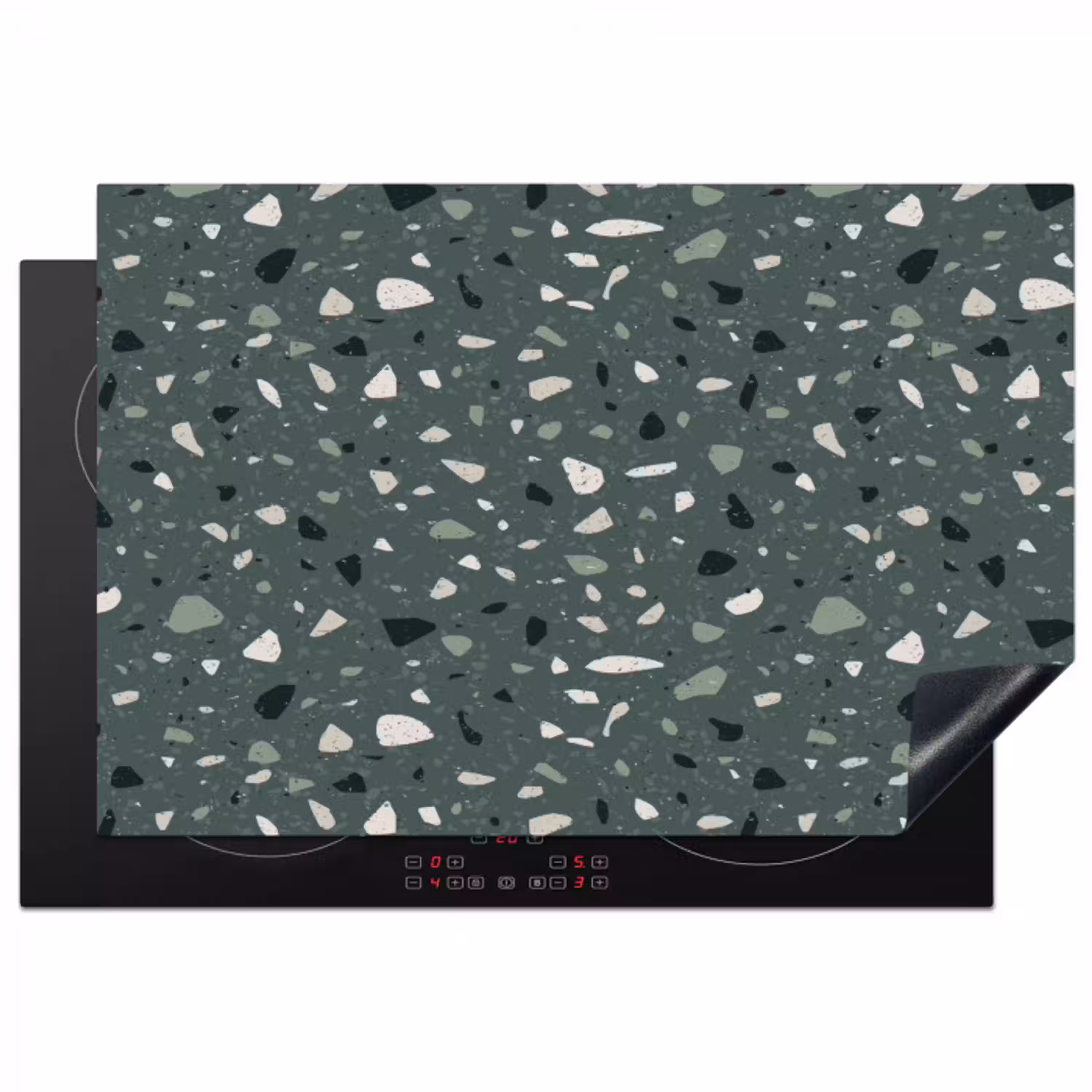 Terrazzo -  Patroon - Kleurrijk - Groen Inductie beschermer vinyl 3mm klein 276 -3d