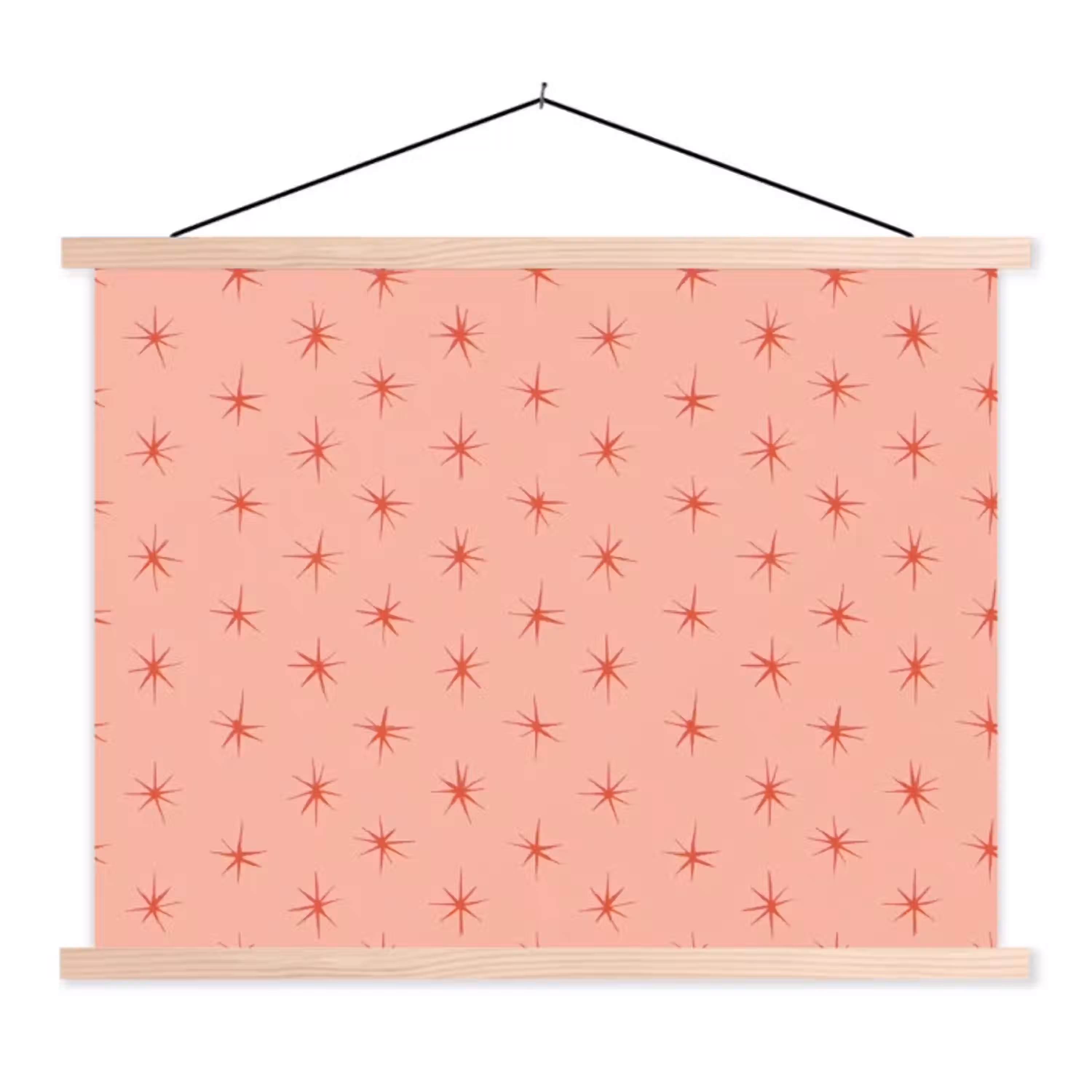 Sterretjes - Patroon - Oranje textielposter latten blank klein 122 -3d