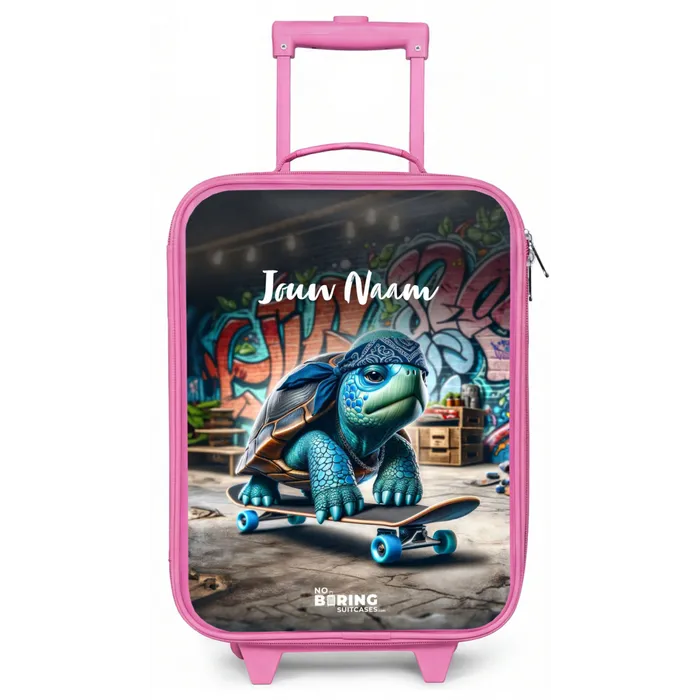 Skater schildpad Kinderkoffer - Roze klein -zz3dotto
