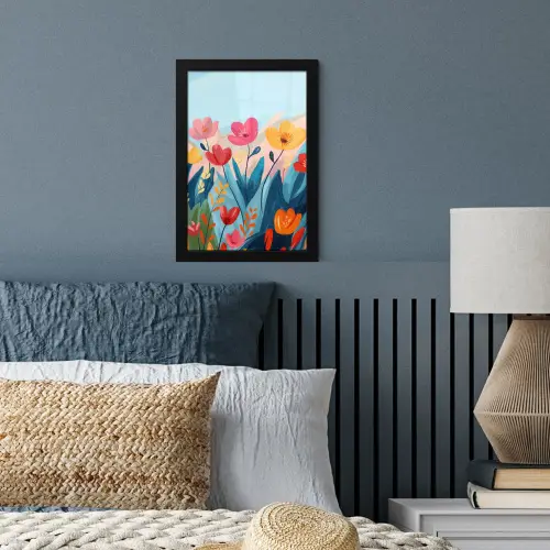 Illustratie - Bloemen - Kleurrijk fotolijst zwart zonder passe partout klein -sfeer3