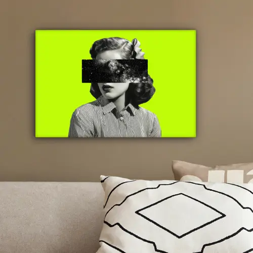 Vrouw - Sterrenhemel - Groen canvas 2cm klein -sfeer3