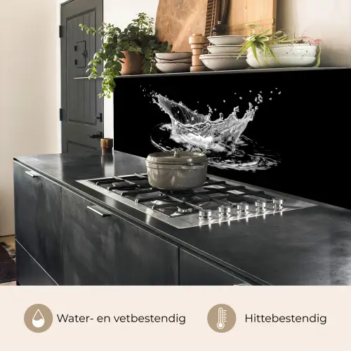 Water - Splash - Water - Zwart keuken achterwand 2 middel -usp_NL