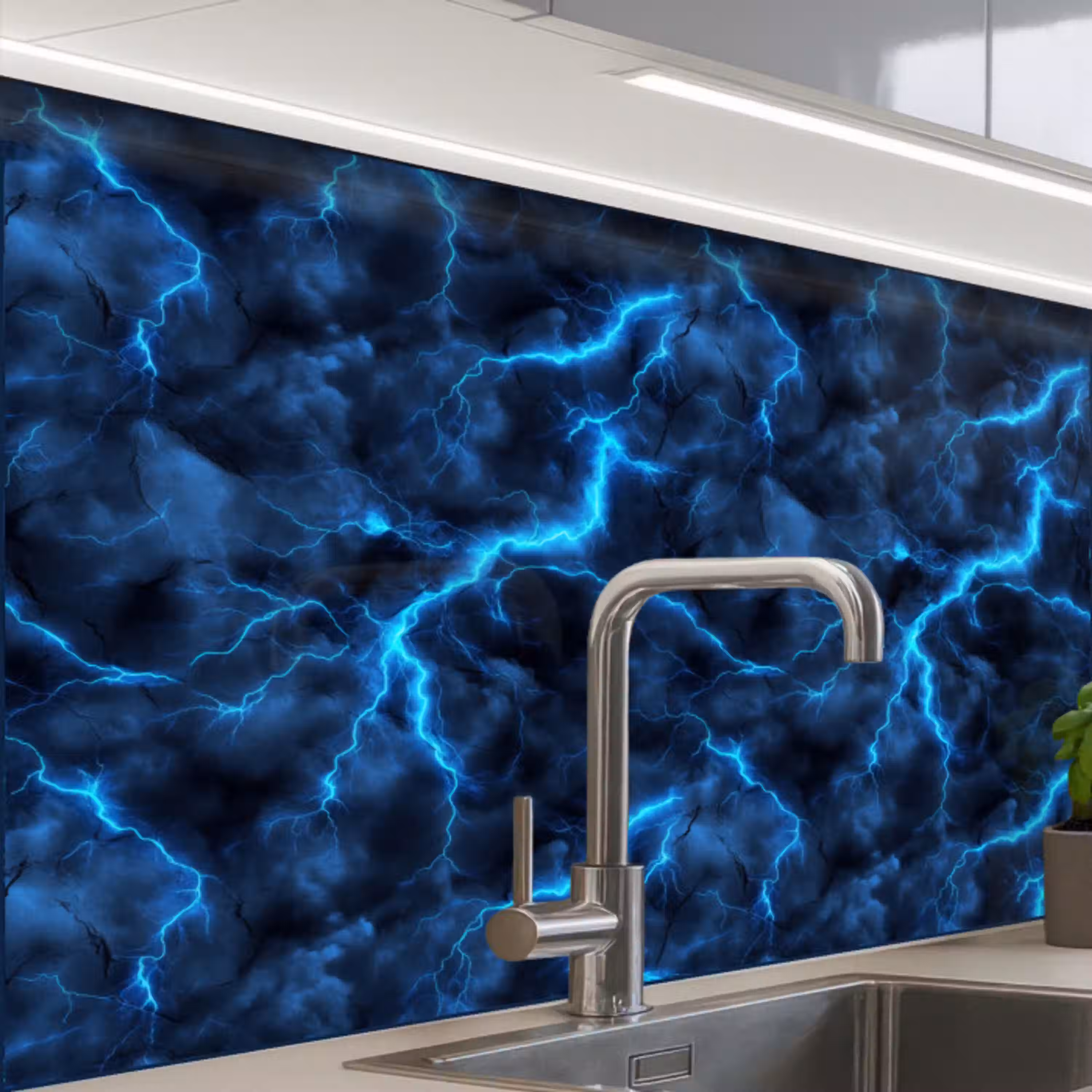 Donker - Blauw - Bliksem keuken achterwand 2 middel 865 -zzzz3d_schuin