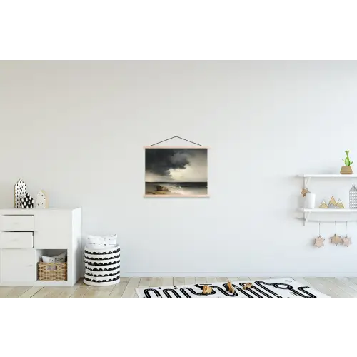 Kust - Golven - Rots - Storm textielposter latten blank klein -kinderkamer