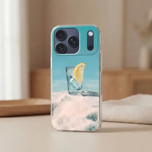 Glas - ijsblokjes - Citroen Telefoonhoesje iPhone 17 Pro klein -sfeer2