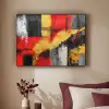 Abstracte kunst - Goud - Zwart Textielframe zwart klein -sfeer1