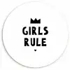 Quotes - Kinderen - Meisjes - Girls Rule - Spreuken Wandcirkel kunststof plaat 5mm dik klein -3d