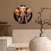Olifant - Graffiti - Zwart - Dieren - Kleuren Wandcirkel kunststof plaat 5mm dik klein -sfeer1
