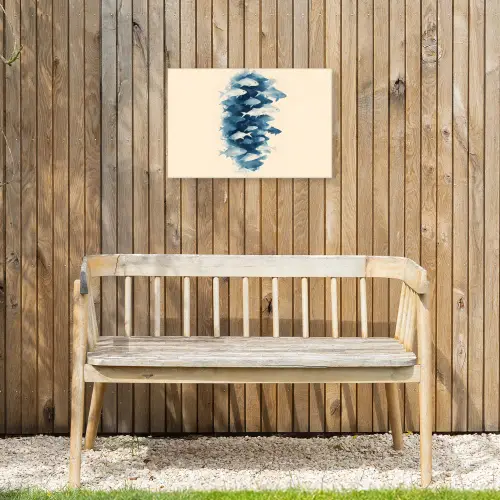 Vissen - Minimalistisch - Blauw Tuinposter op houten frame 2 cm dik klein -sfeer4
