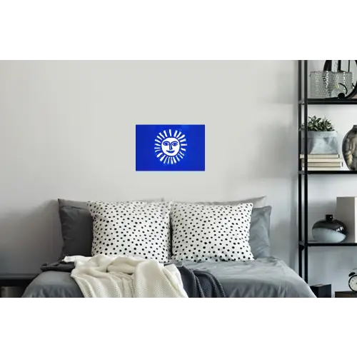 Zon - Gezicht - Penseelstructuur - Blauw Muursticker klein -slaapkamer