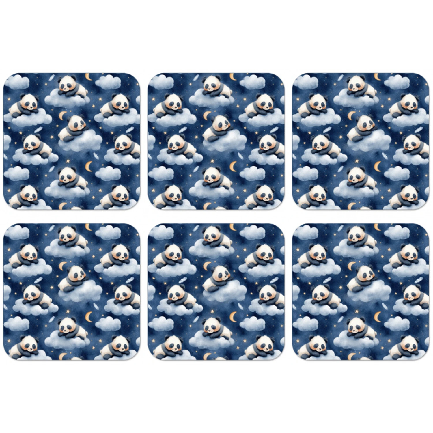 Panda's - Slapen - Blauw onderzetter kurk middel 366 -zkaufland3dotto