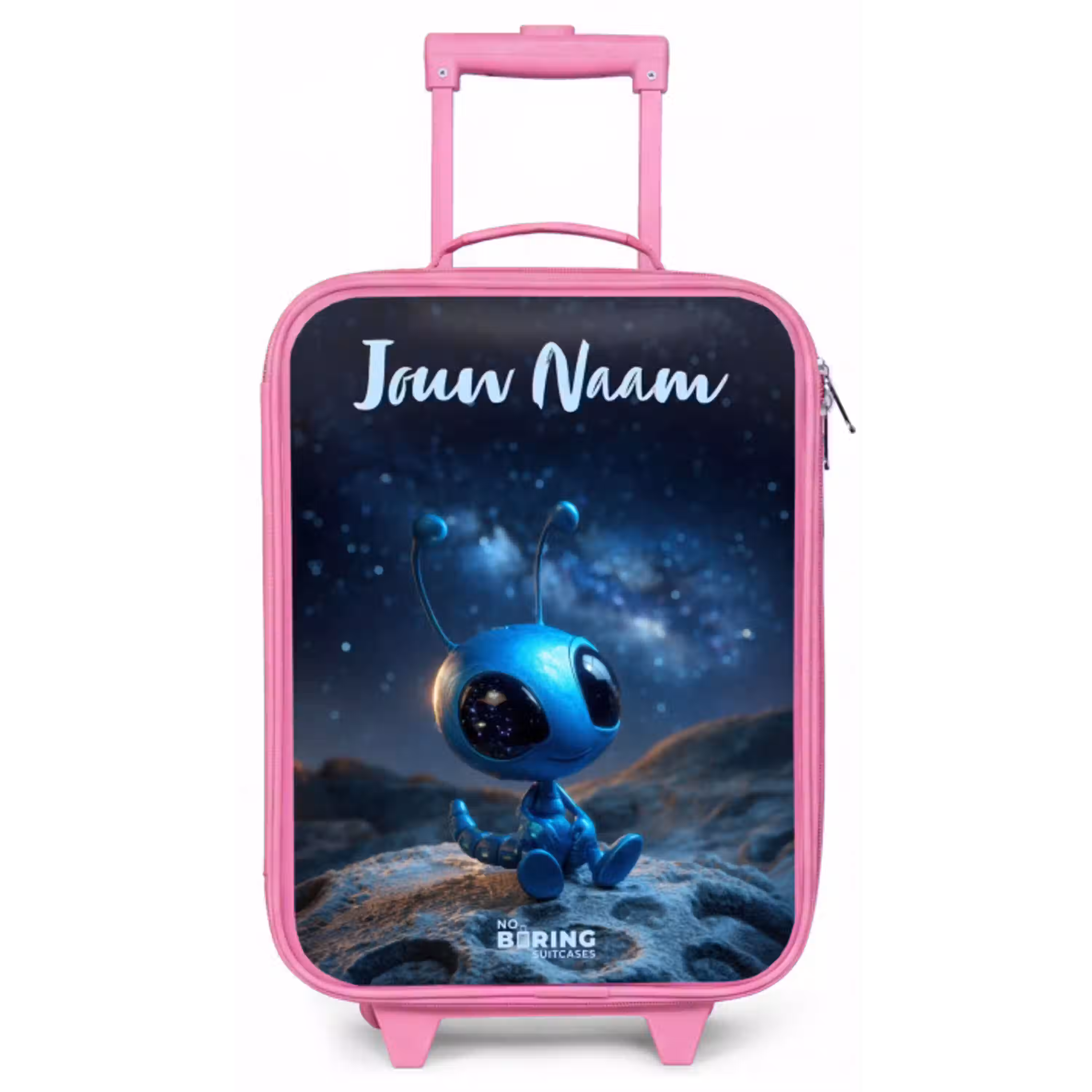 Blauw buitenaards wezentje onder sterrenhemel Kinderkoffer - Roze klein -zz3dotto