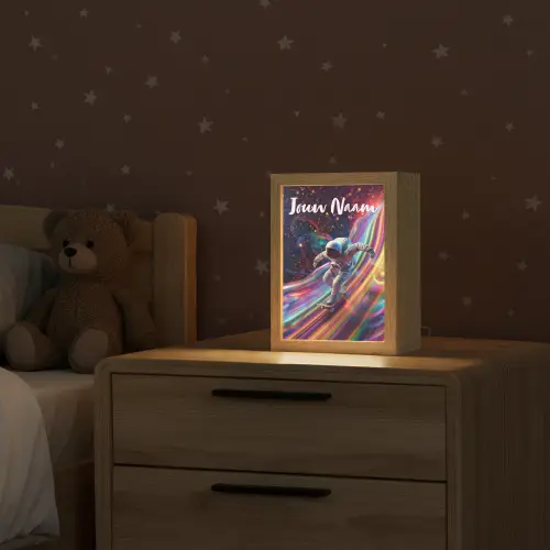 Astronaut - Ruimte - Skateboard - Kleurrijk Light Box met kabel (Kinderlampje) klein -sfeer1_kind