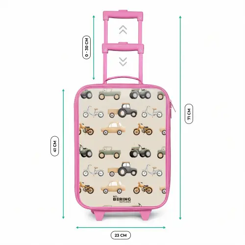 Retro voertuigen patroon Kinderkoffer - Roze klein -productfoto_formaten