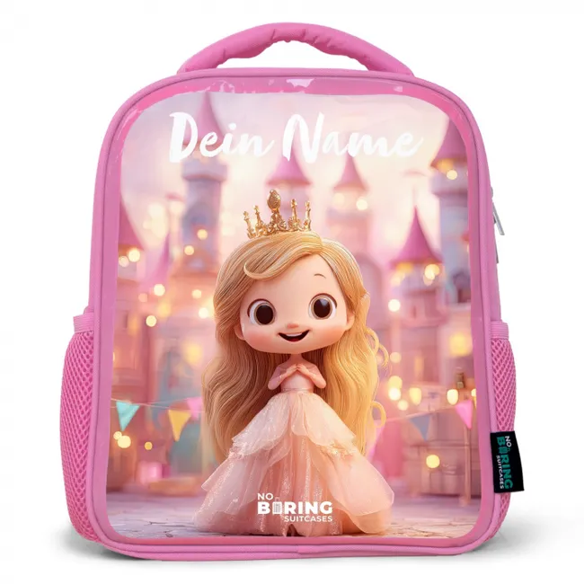 Kinderrucksack mit Name - Rosa - Prinzessin - Rosa - Schloss