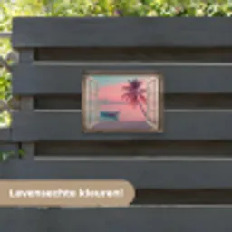 Doorkijk - Strand - Palmboom - Tropisch tuinposter los doek klein -sfeer3