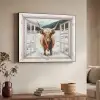 Schotse Hooglander - Winterlandschap - Landelijk - Bergen - Doorkijk Textielframe zwart klein -sfeer3