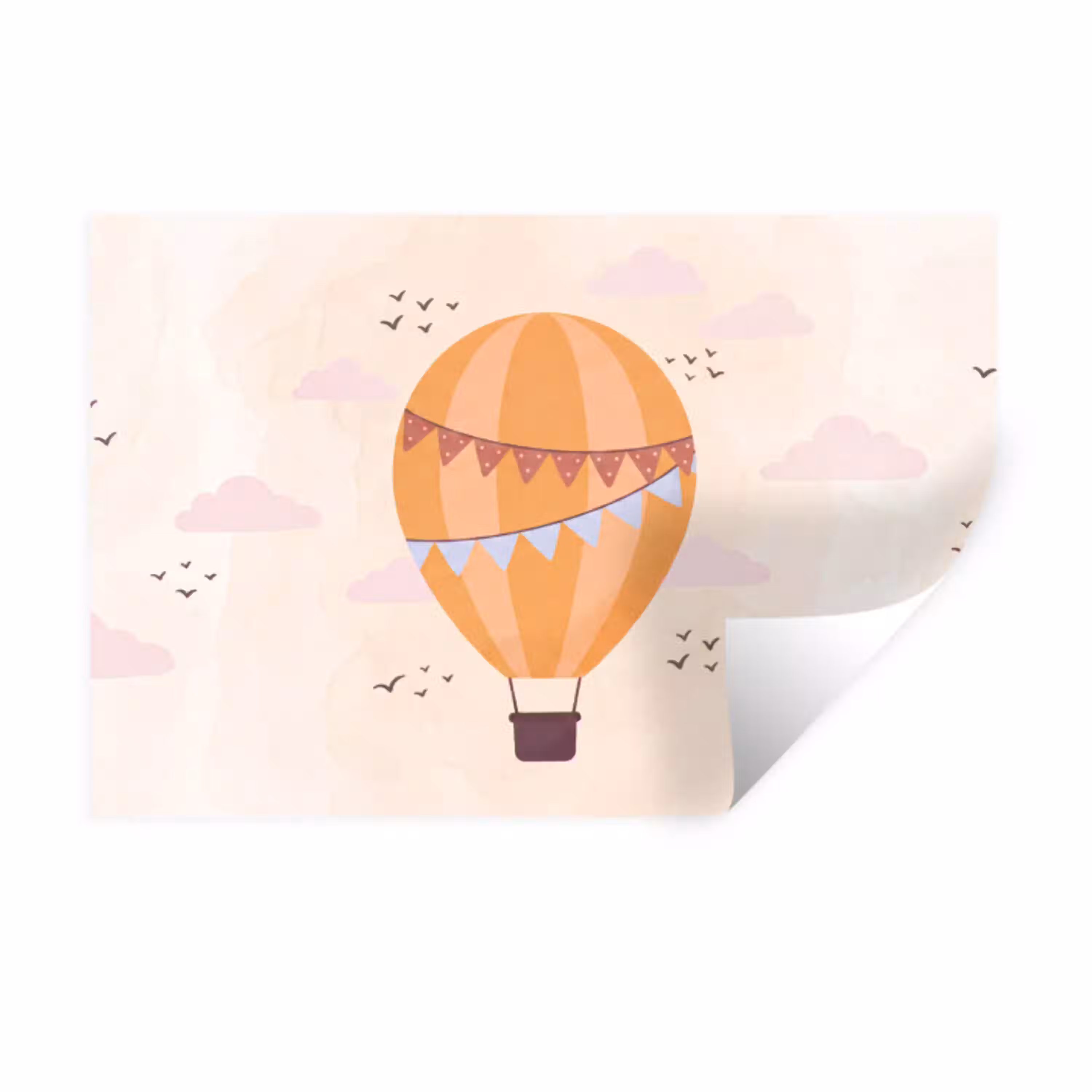 Luchtballon - Slingers - Avontuur - Illustratie - Oranje Muursticker klein -3d