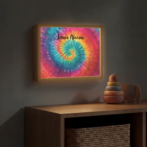 Tie Dye - Regenboogtinten - Klassiek Light Box met batterij (Wandlamp kind) middel -sfeer5_kind