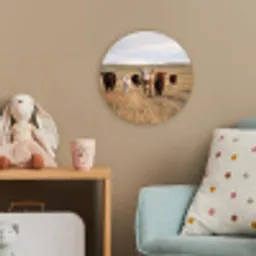 Runderen - Kudde - Landschap - Weide - Rustig Wandcirkel kunststof plaat 5mm dik klein -tsfeer1_kind
