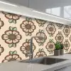 Retro - Bloemen - Design keuken achterwand 2 middel 871 -3d_schuin