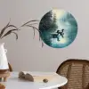 Bos - Water - Eenden - Mistig Wandcirkel behangsticker klein -sfeer3