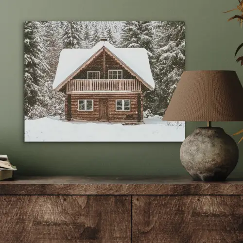Huis - Bos - Winter - Natuur - Sneeuw PET vilt klein -sfeer2