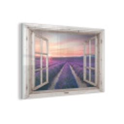 Doorkijk - Lavendel - Bloemen - Hout - Zonsondergang - Paars plexiglas 5mm klein -z3d