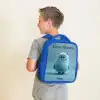 Blauw pluizig monster met hoorns Kinderrugzak - Blauw middel -sfeer2
