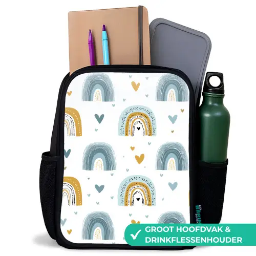 Patroon - Regenboog - Hartjes Rugzak - Zwart middel -inhoud_NL