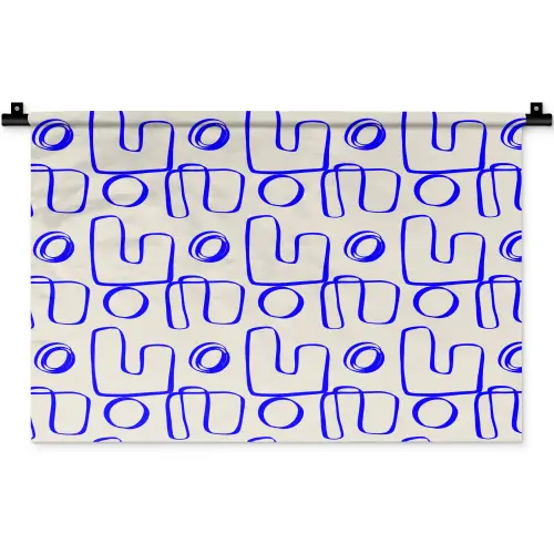 Blauw - Patroon - Beige - Abstract Wandkleed katoen klein 269 -zz3d