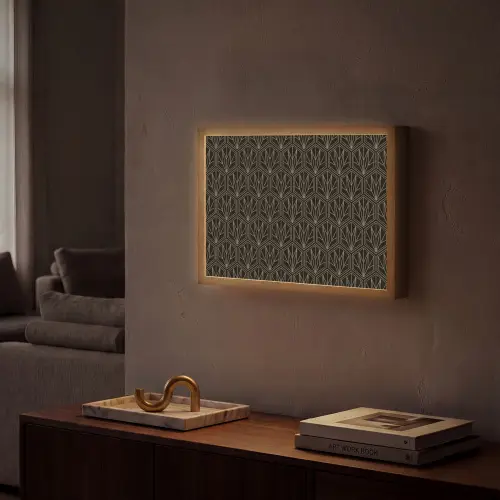 Goud - Zwart - Lijnen Light Box met batterij (Wandlamp) middel 907 -sfeer1