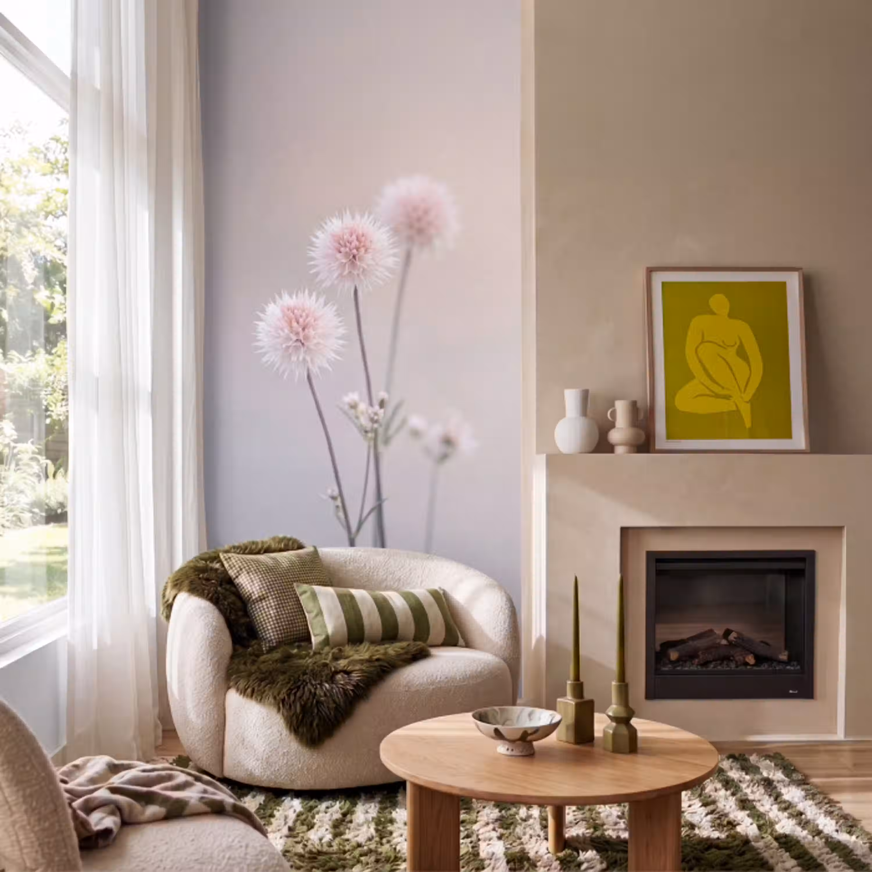 Bloemen - Bollen - Roze Behang Vlies klein -sfeer2