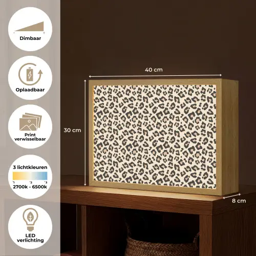 Panterprint - Patroon - Bruin Light Box met batterij (Wandlamp) middel 907 -USP_websiteoverzichtNL