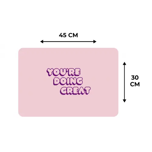 You're doing great - Roze - Bubble letters Placemat vinyl groot -specs