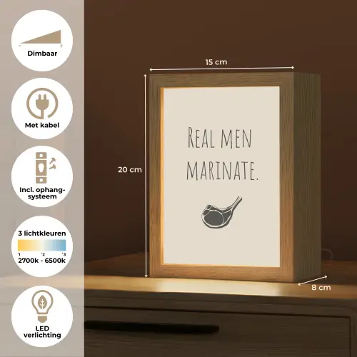 Vlees - Minimalistisch - Beige - Quote Light Box met kabel (Tafellamp) klein -USP_NL