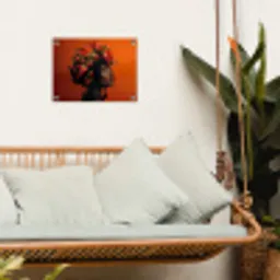 Vrouw - Chilipepers - Pepers - Bloemen tuinposter los doek klein -sfeer7