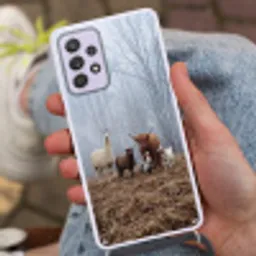 Boerderijdieren - Groep - Mist - Natuur - Rustiek Hoesje Samsung Galaxy A52 5G met koord klein -sfeer3